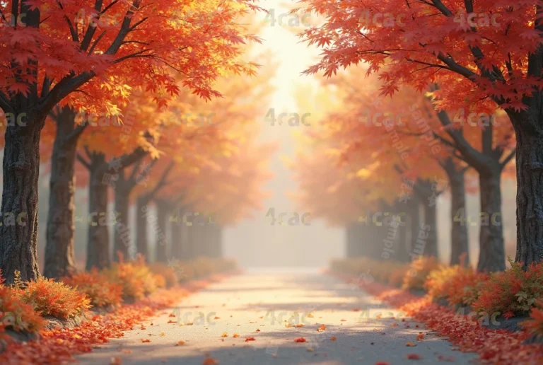 紅葉する、もみじの街路樹